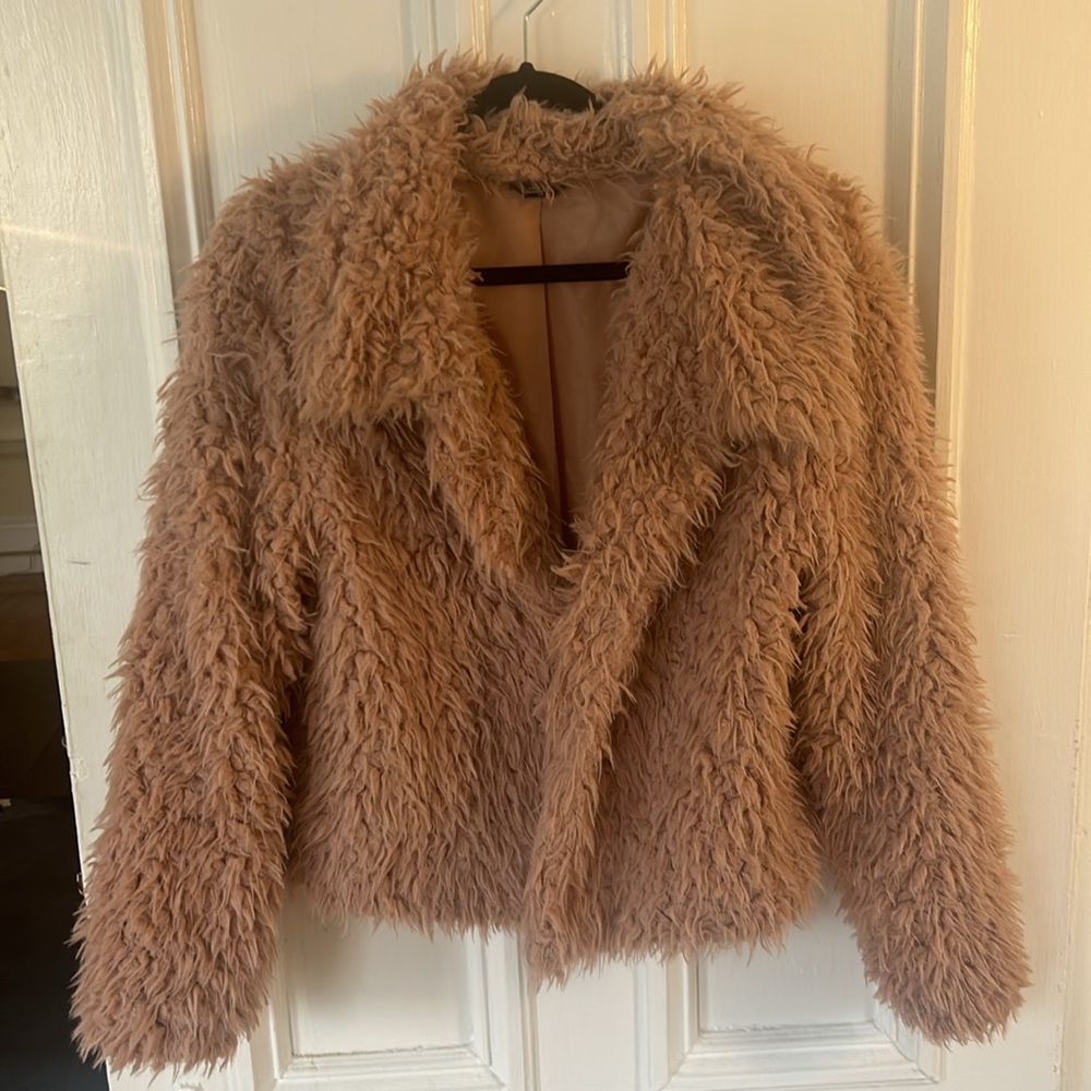 Bebe Pink fluffy shaggy coat